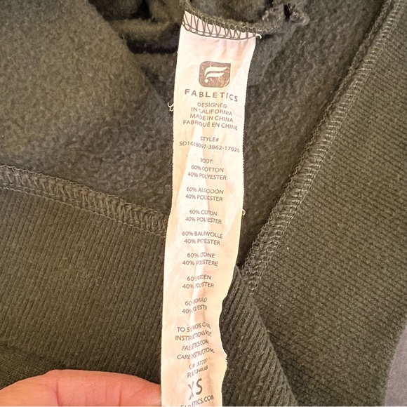 Elena Fabletics XS Dark Olive SweatShirt Dress Fleece Lining Front Pockets - Picture 6 of 12